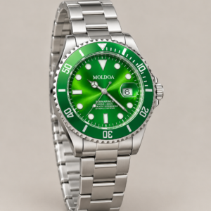 MOLDOA Green Dial Stainless Steel Watch